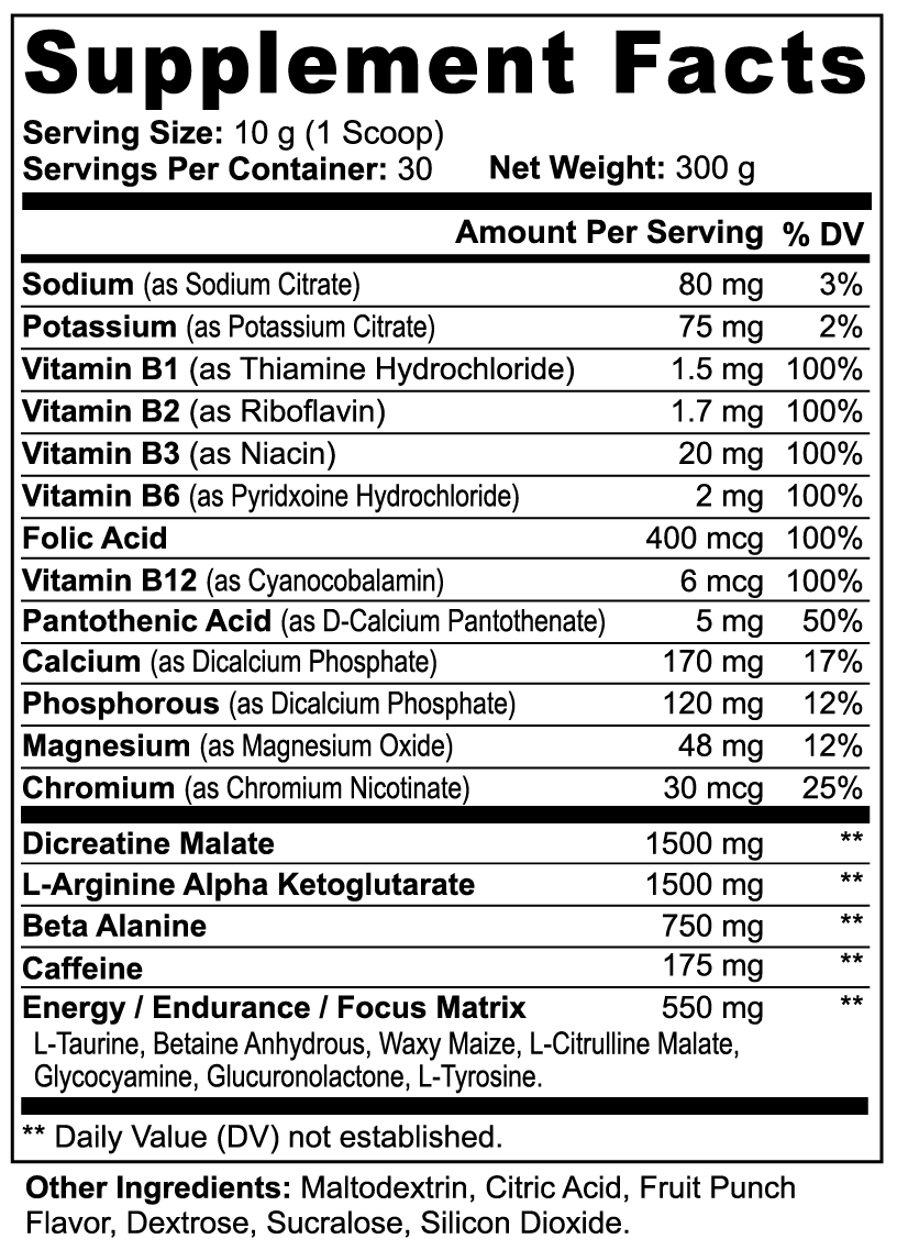 Rev'ed up Pre-Workout Powder (Fruit Punch)