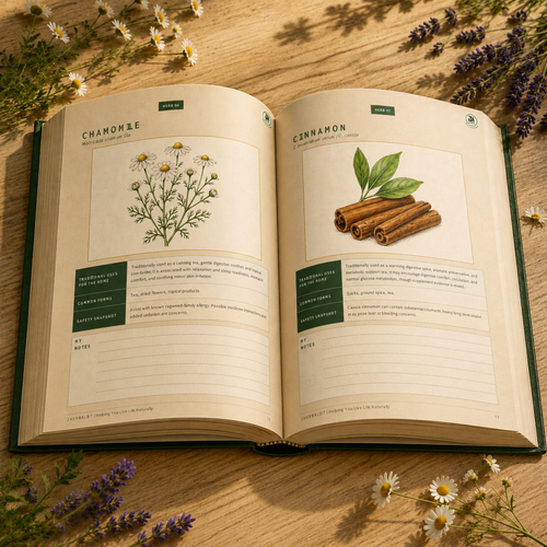 50 Herbs Every Home Should Know interior preview featuring chamomile and cinnamon